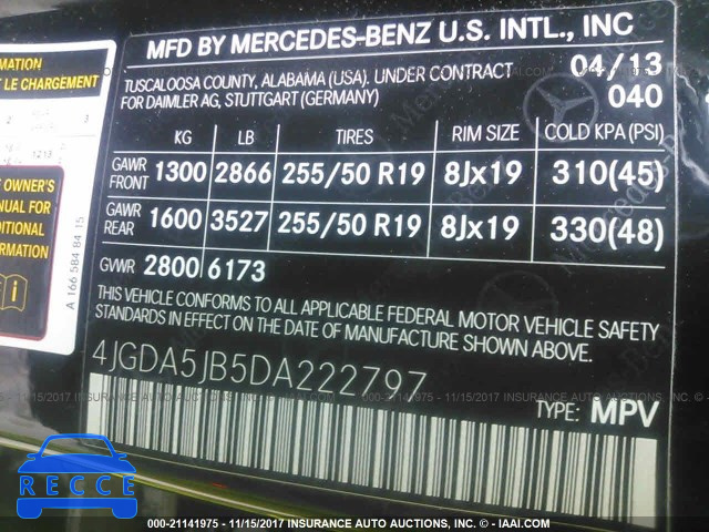 2013 Mercedes-benz ML 350 4JGDA5JB5DA222797 image 8