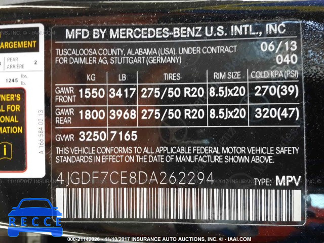 2013 Mercedes-benz GL 450 4MATIC 4JGDF7CE8DA262294 зображення 8