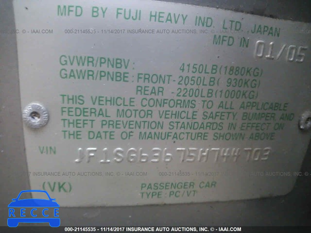 2005 Subaru Forester 2.5X JF1SG63675H744703 image 8