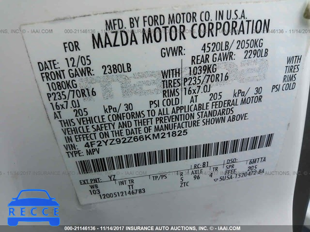 2006 Mazda Tribute I 4F2YZ92Z66KM21825 image 8