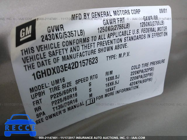 2002 Oldsmobile Silhouette 1GHDX03E42D157623 image 8