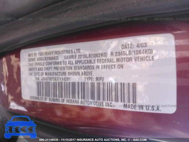 2003 Subaru Baja SPORT 4S4BT62C837114281 зображення 8