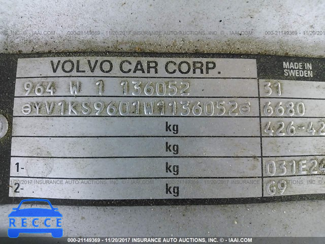1998 Volvo S90 YV1KS9601W1136052 image 8