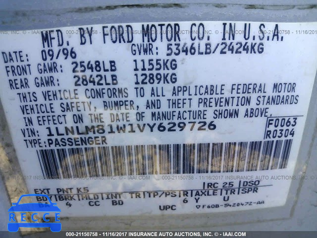 1997 Lincoln Town Car EXECUTIVE 1LNLM81W1VY629726 зображення 8