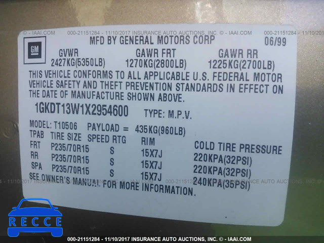 1999 GMC Envoy 1GKDT13W1X2954600 image 8