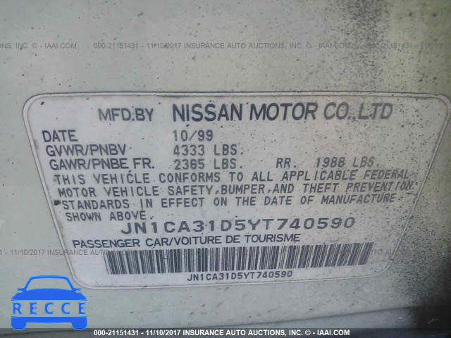 2000 NISSAN MAXIMA GLE/GXE/SE JN1CA31D5YT740590 image 8