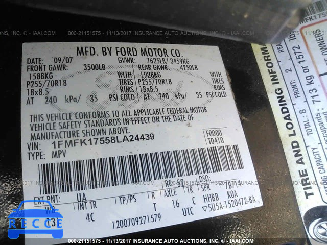 2008 Ford Expedition EL EDDIE BAUER 1FMFK17558LA24439 image 8