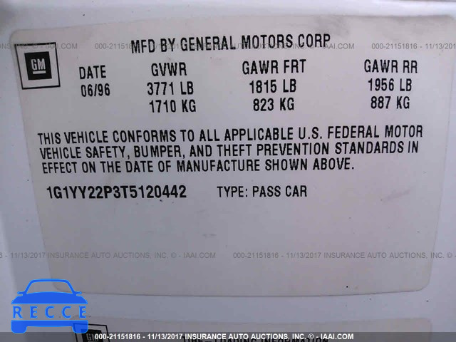 1996 Chevrolet Corvette 1G1YY22P3T5120442 image 8