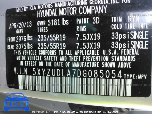 2013 Hyundai Santa Fe Sport 5XYZUDLA7DG085054 image 8