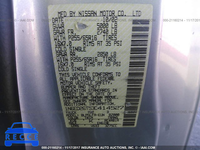 2003 Nissan Frontier KING CAB XE/KING CAB SE 1N6ED26T53C414527 image 8