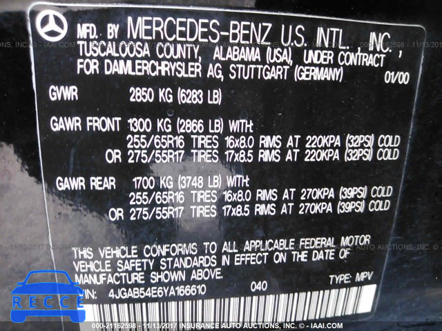 2000 Mercedes-benz ML 320 4JGAB54E6YA166610 image 8