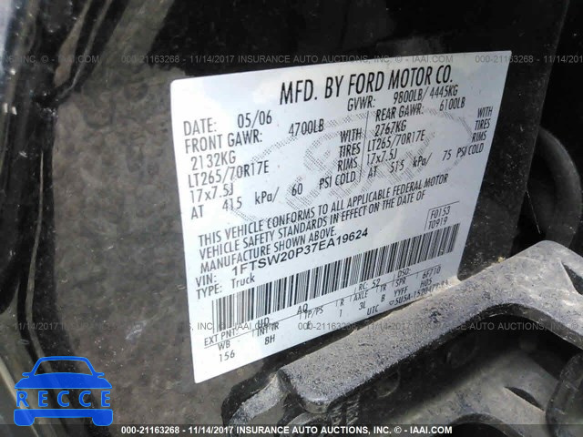 2007 Ford F250 SUPER DUTY 1FTSW20P37EA19624 зображення 8