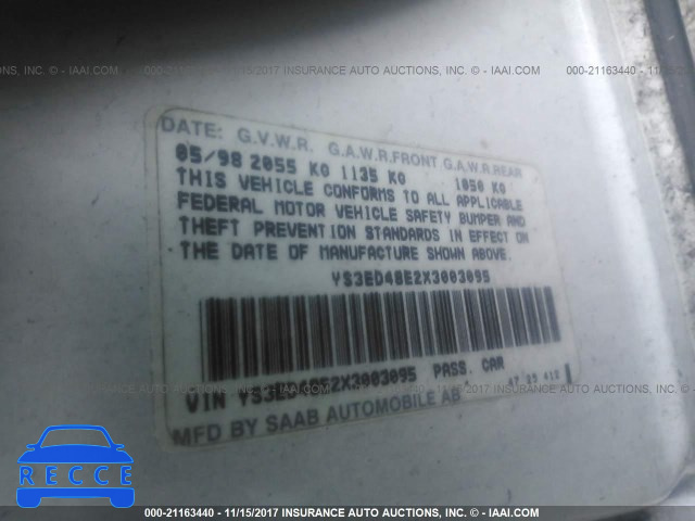 1999 Saab 9-5 YS3ED48E2X3003095 image 8