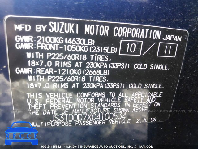 2012 Suzuki Grand Vitara JLX JS3TD0D7XC4100534 image 8