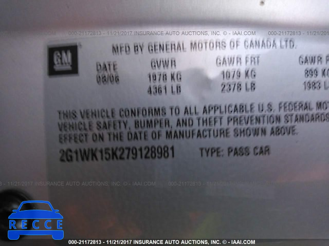 2007 Chevrolet Monte Carlo LT 2G1WK15K279128981 image 8