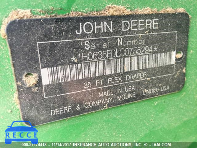2013 JOHN DEERE 635FD HEADER ONLY 1H0635FDLC0755294 image 9
