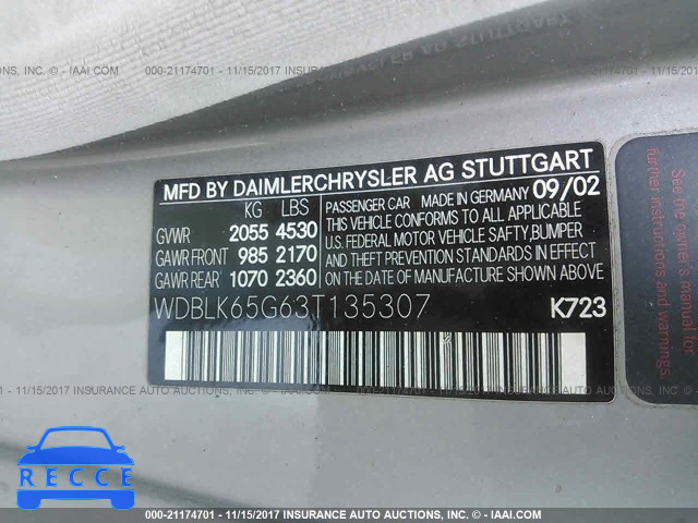 2003 Mercedes-benz CLK 320 WDBLK65G63T135307 image 8