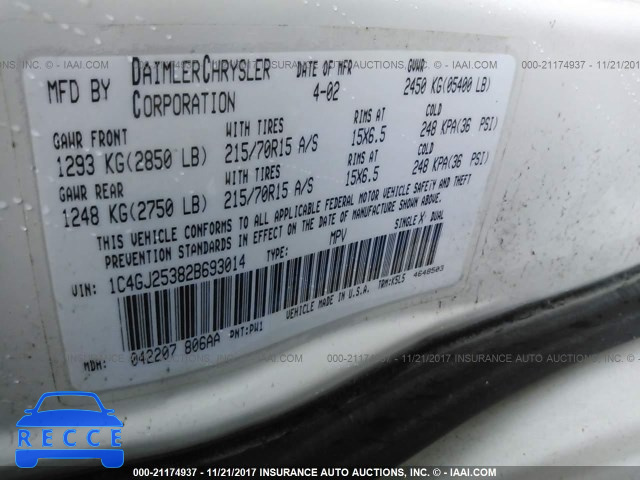 2002 Chrysler Voyager 1C4GJ25382B693014 image 8