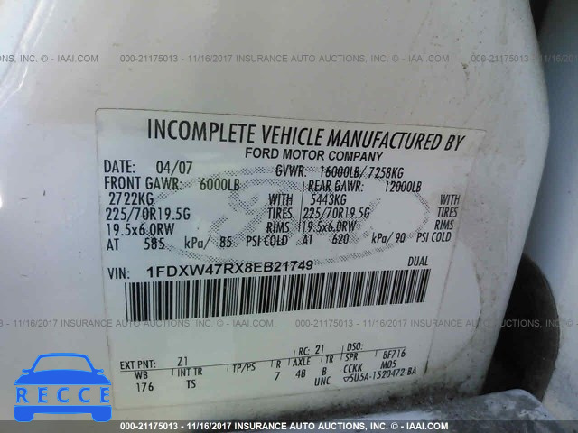 2008 Ford F450 SUPER DUTY 1FDXW47RX8EB21749 image 8
