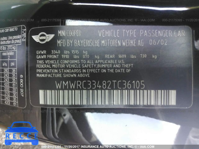 2002 Mini Cooper WMWRC33482TC36105 image 8