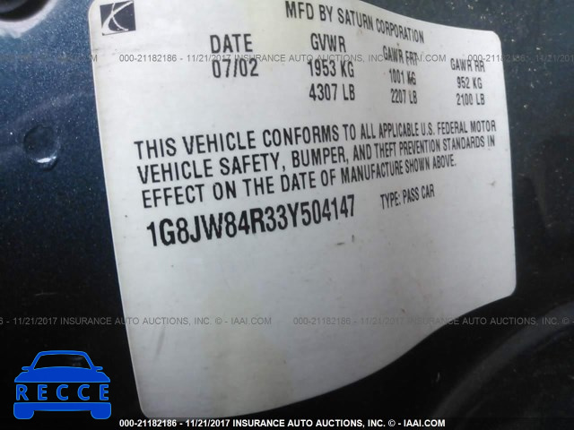 2003 Saturn LW300 1G8JW84R33Y504147 image 8