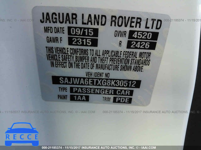 2016 Jaguar F-Type SAJWA6ETXG8K30512 image 8