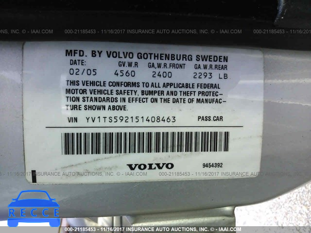 2005 Volvo S80 2.5T YV1TS592151408463 image 8