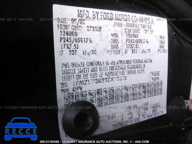 2003 Ford EXPLORER XLT/XLT SPORT/NBX 1FMZU73K93ZA13665 image 8
