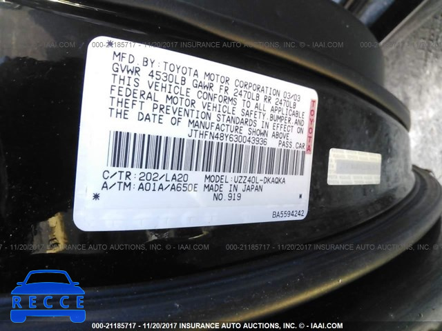 2003 Lexus SC 430 JTHFN48Y630043936 image 8