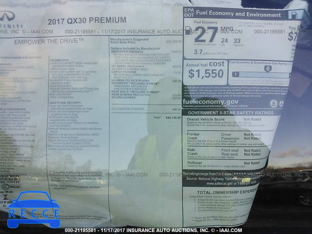 2017 INFINITI QX30 LUXURY/PREMIUM/SPORT SJKCH5CP9HA023677 image 5