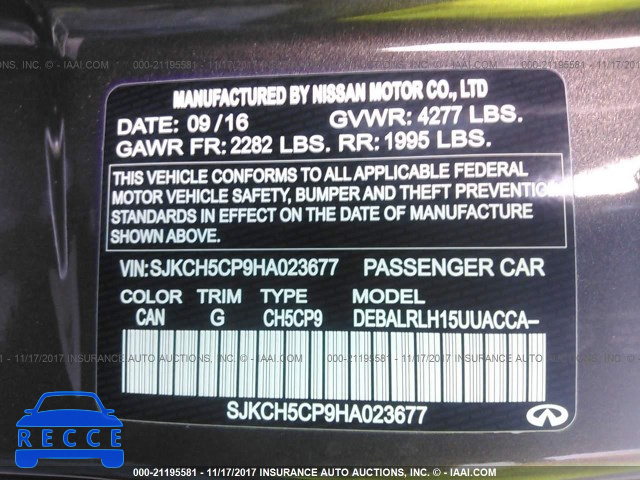 2017 INFINITI QX30 LUXURY/PREMIUM/SPORT SJKCH5CP9HA023677 image 8