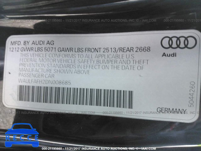 2013 Audi A5 PREMIUM PLUS WAULFAFH2DN008685 зображення 8