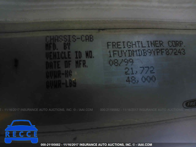 2000 FREIGHTLINER CONVENTIONAL FLD120 1FUYDMDB9YPF87243 image 9