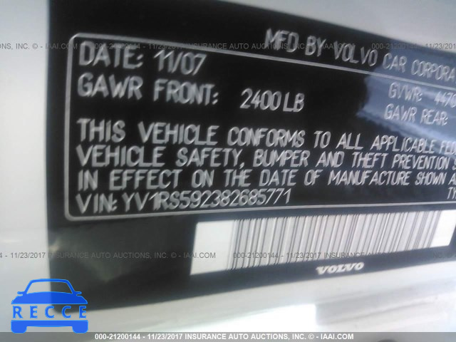 2008 Volvo S60 2.5T YV1RS592382685771 зображення 8
