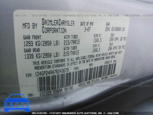 2007 Dodge Caravan SE 1D4GP25R67B204476 image 8