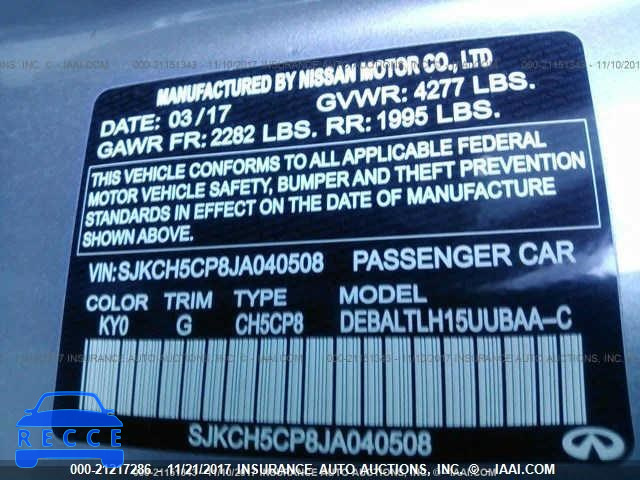 2018 INFINITI QX30 LUXURY/PREMIUM/SPORT SJKCH5CP8JA040508 image 8