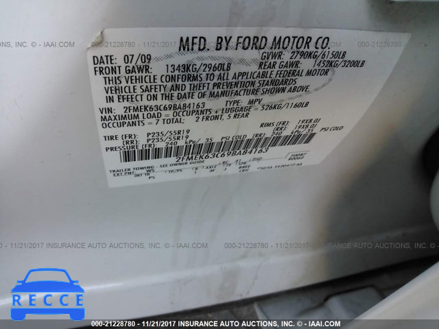 2009 Ford Flex LIMITED 2FMEK63C69BA84163 зображення 8