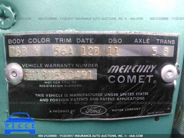 1963 MERCURY COMET 3H18U530491 зображення 8
