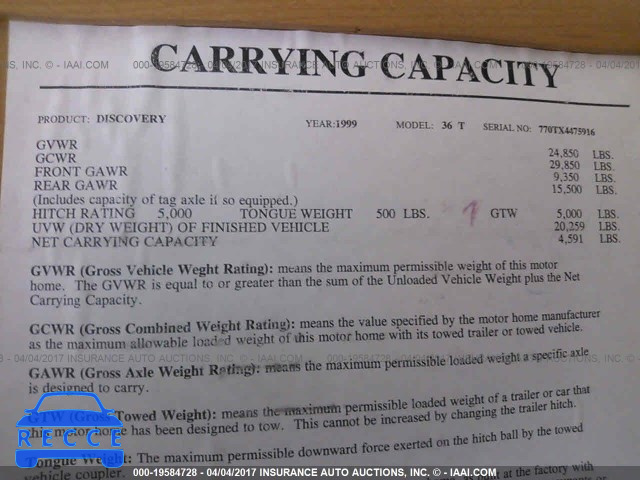 1999 FREIGHTLINER CHASSIS X LINE MOTOR HOME 4UZ6XFBC1XCG00338 image 8
