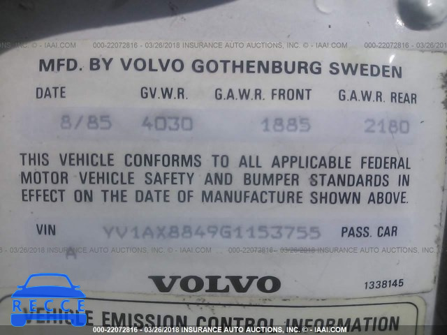1986 VOLVO 244 DL/GL YV1AX8849G1153755 image 8