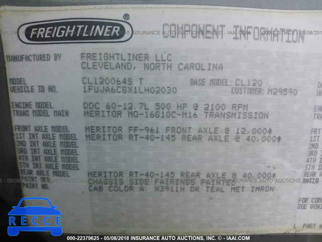 2001 FREIGHTLINER COLUMBIA COLUMBIA 1FUJA6CGX1LH02030 зображення 9