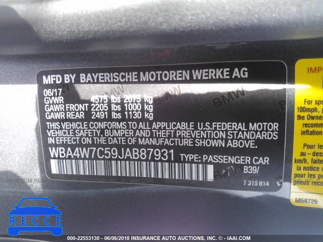 2018 BMW 440I WBA4W7C59JAB87931 Bild 8
