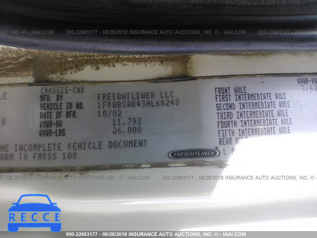 2003 FREIGHTLINER FL70 1FVABSAK43HL68248 image 9