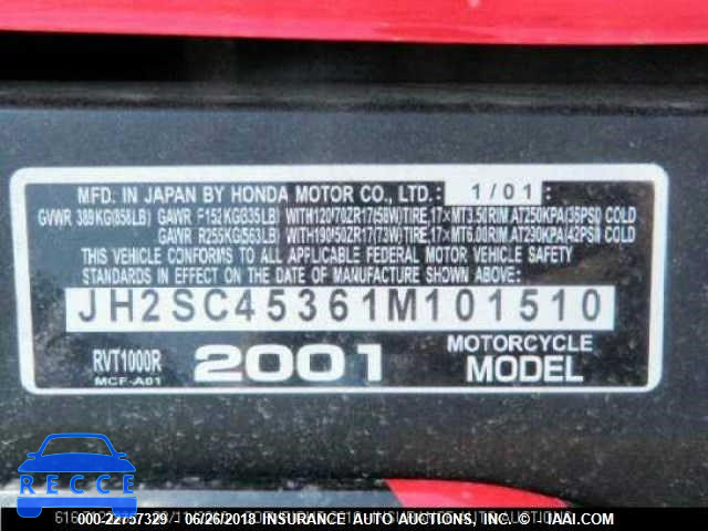 2001 HONDA RVT1000 R JH2SC45361M101510 image 9