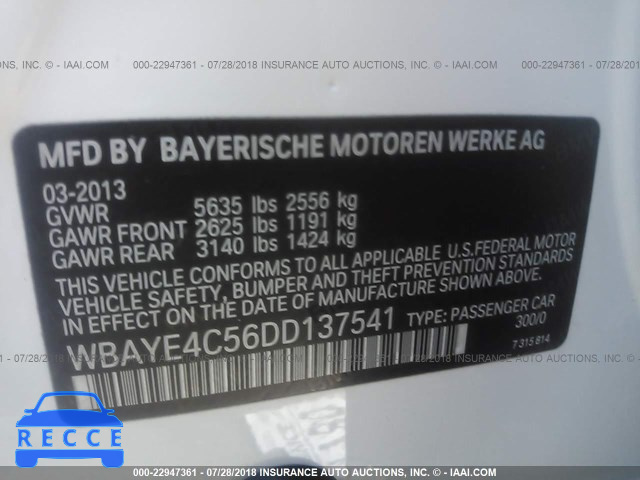 2013 BMW 740 LI WBAYE4C56DD137541 image 8