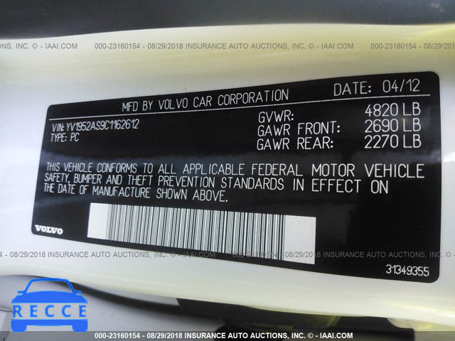 2012 VOLVO S80 3.2 YV1952AS9C1162612 image 8