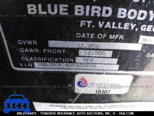 2002 BLUE BIRD BUS 1BDJNCP782F205850 image 9