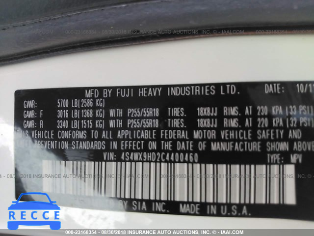 2012 SUBARU TRIBECA LIMITED/TOURING 4S4WX9HD2C4400460 image 8