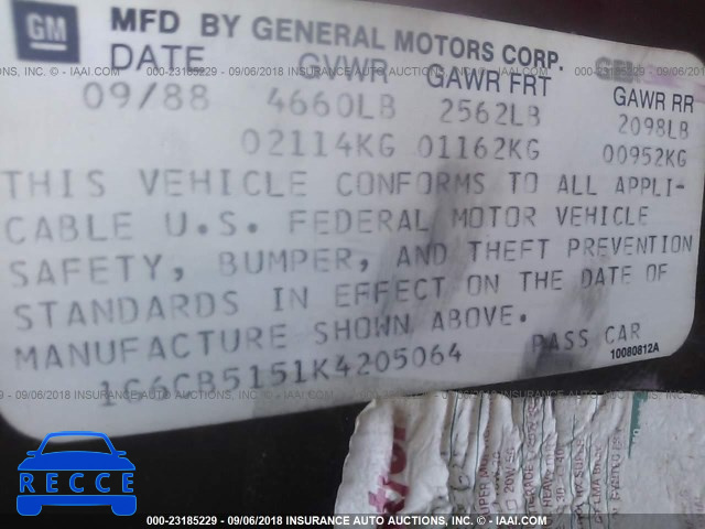 1989 CADILLAC FLEETWOOD 1G6CB5151K4205064 Bild 3