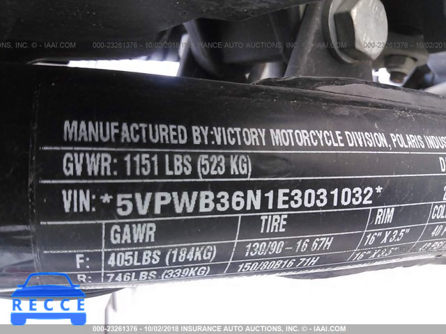 2014 VICTORY MOTORCYCLES HIGH-BALL 5VPWB36N1E3031032 image 9
